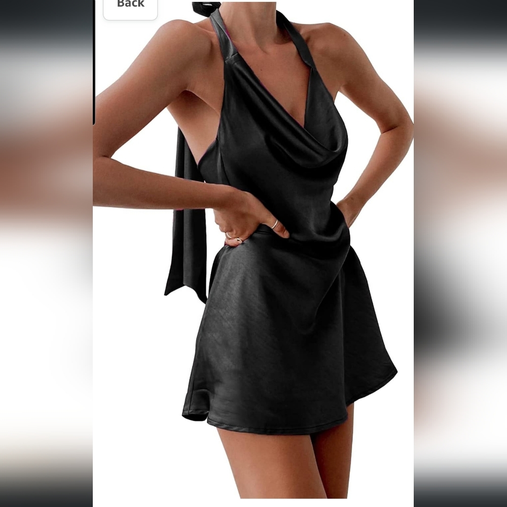 Black Satin Mini Dress